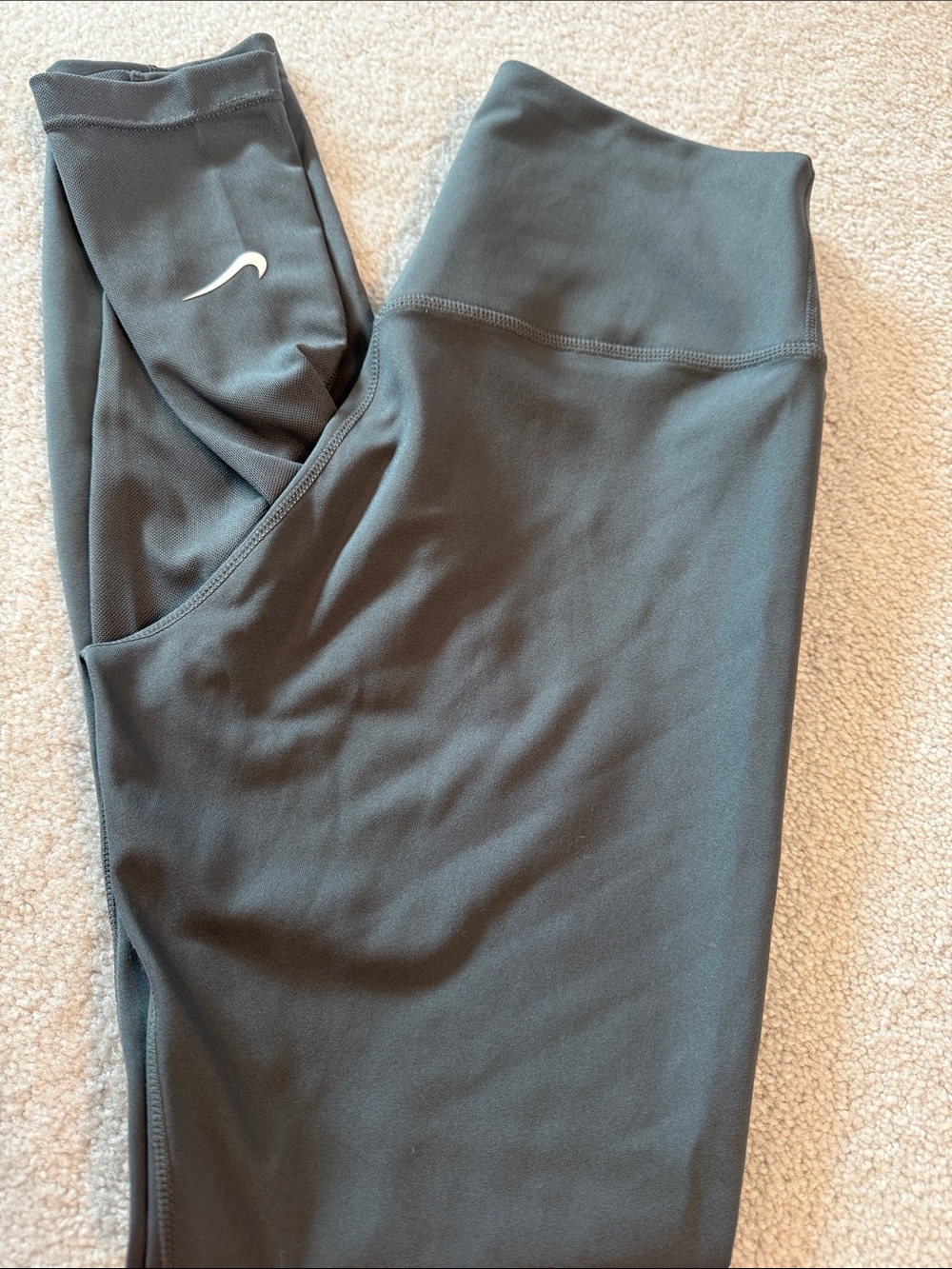 Nike Dark Gray High-Waist Leggings with Swoosh